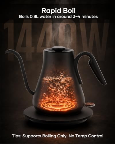 Cocinare Gooseneck Electric Kettle 0.8L, Fast Boil Pour Over Coffee, Tea - Image 3