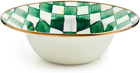 MACKENZIE-CHILDS Enamel Serving Bowl, Green-and-White Emerald Check by Unknown