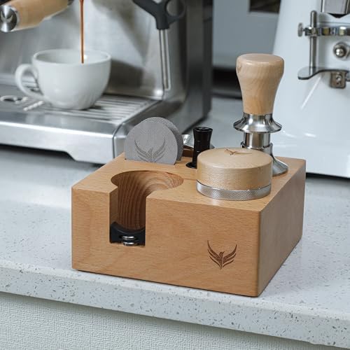 58mm Espresso Tamping Station Compact Portafilter Stand and Coffee Accessories Organizer for Espresso Machines with Tamper Holder, Distributor Slot, and Multi-Accessory Storage - Image 3