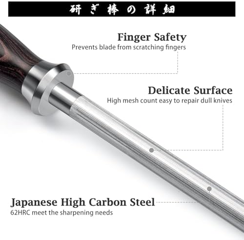 HOSHANHO Honing Rod, 12 Inch Professional Kitchen Knife Sharpener Rod - Image 2