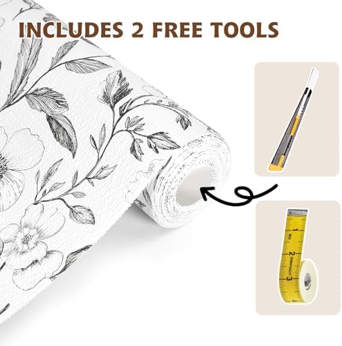 Drawer and Shelf Liner Black Flowers 17in x 20FT, Non Adhesive Anti-Slip - Image 3