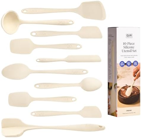 GIR: 10-Piece Silicone Essentials Kitchen Utensils Set – Cream by GIRGetItRight