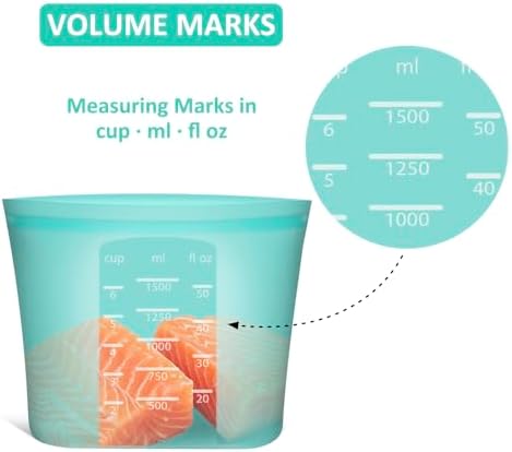 Large Reusable Storage Bag, 4 Pack 100% Silicone Food Storage Bags Stand Up Silicone Zip Lock Bags for Food Container, Freezer Microwave Oven Dishwasher Safe, Aqua, 50.7oz/ 1500ml - Image 7