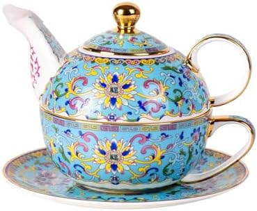 KAMMAK Tea for One Set, Ceramic Teapot, Bone China Tea Set, Cup and Saucer by KAMMAK