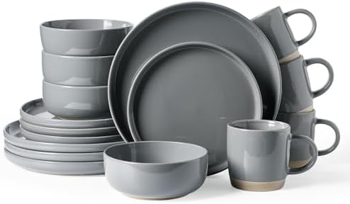 Famiware Milkyway 16-Piece Dinnerware Set with Mugs, Dark Gray by Famiware