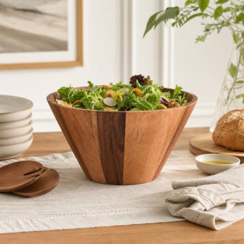Arthur Court Acacia Wood Serving Bowl - Large Straight Side Salad Bowl for Fruits and Snacks - 12" Diameter x 7.5" Tall - Image 6