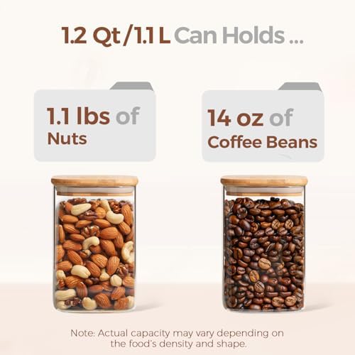 ComSaf Glass Storage Containers with Lids 1.2 Qt, Set of 6 Food Storage Jar - Image 3