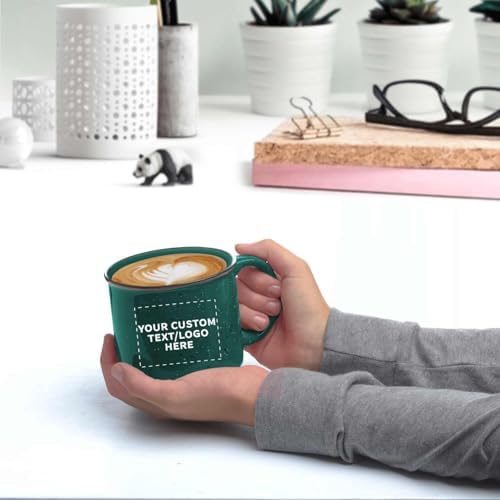 DISCOUNT PROMOS Custom Ceramic Campfire Coffee Mugs 13 oz. Set of 1, Personalized- Perfect for Tea, Espresso, Cappuccino, Hot Cocoa - Green - Image 3