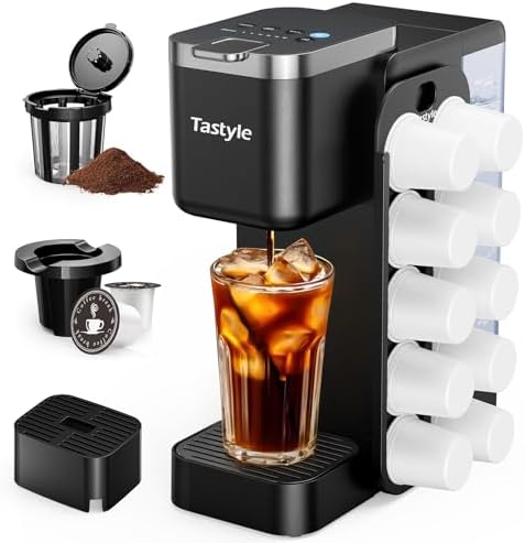 Tastyle Hot & Iced Coffee Maker with Magnetic K-Pod Holder, Fits 7.3'' Mug by Tastyle