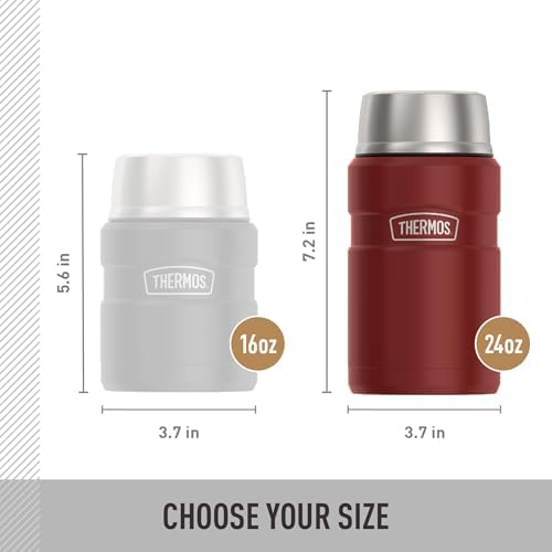 THERMOS Stainless King Food Jar with Bowl, 24oz, Matte Red - Image 6