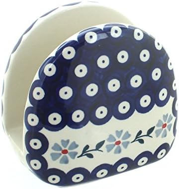 Blue Rose Polish Pottery - Blue Violet Napkin Holder - 5" x 5" - Ceramic Napkin Holders, Decorative Dining Table Accessories by BlueRosePottery