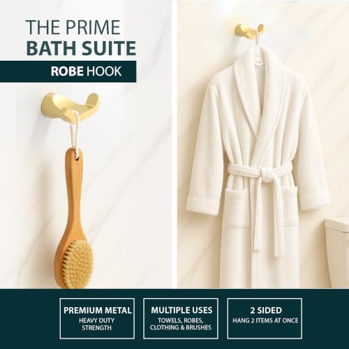 Mega Handles Bathroom Accessory Set Satin Brass - 4-Piece, Towel Bar, Hooks - Image 6