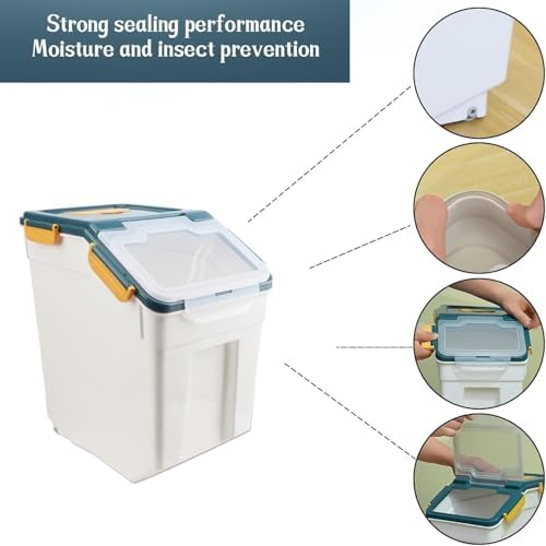 AnRui Rice Storage Container 50 lb Airtight Flour Bucket, Blue, 2Pcs - Image 4