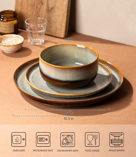 TheTerra Ceramic Dinnerware Set for 8, 24-Piece Plates and Bowls Set - Image 2