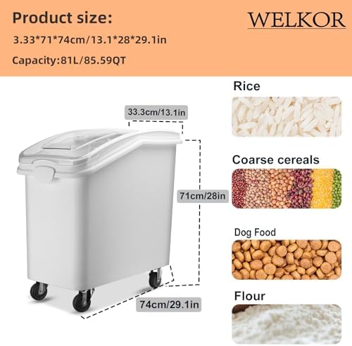 Ingredient Storage Bin,21 Gallon Dispenser Bin with Scoop for Dry Food, Sugar, Baking Supplies,Kitchen Rice Cereal Flour Bin,BPA Free,Pet Food Storage Container,Dog Cat Birds Food (21 Gallon) - Image 2