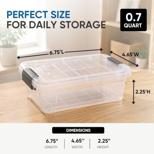 Superio 0.7 Quart Mini Clear Plastic Storage Container with Lid, Stackable Small Organizer Box for Crayons, Art Supplies, Beads, Sewing, Stationery & Food Storage, 1 Pack - Image 2