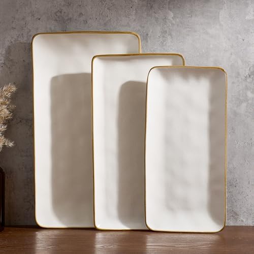 Famiware Serving Platters Set of 3 Sizes - Rectangular, Matte White by Famiware