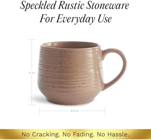 Sango 17.5 oz Stoneware Coffee Mugs Set of 4, Rustic Ceramic Mug with Speckled Reactive Glaze, Large Pottery Drinkware for Coffee or Tea, Dishwasher & Microwave Safe Mugs, Siterra Painter’s Palette - Image 5