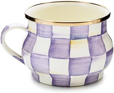 MACKENZIE-CHILDS Enamel Teacup, Purple-and-White Violet Check by Unknown