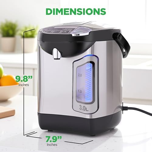 NutriChef Electric Water Boiler and Warmer - 3L/3.17 Qt Stainless Steel Electric Hot Water Dispenser w/Rotating Base, Auto Shut Off, Safety Lock, Instant Heating for Coffee & Tea (NCHUB13) - Image 3