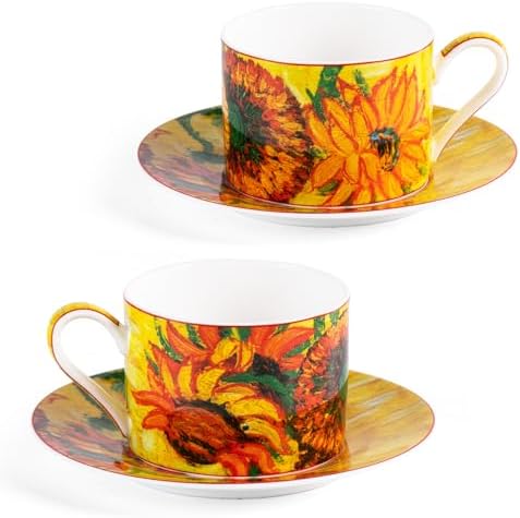 KAMMAK Tea Cups and Saucers Set of 2, Porcelain Coffee Cups, JBE007 by KAMMAK