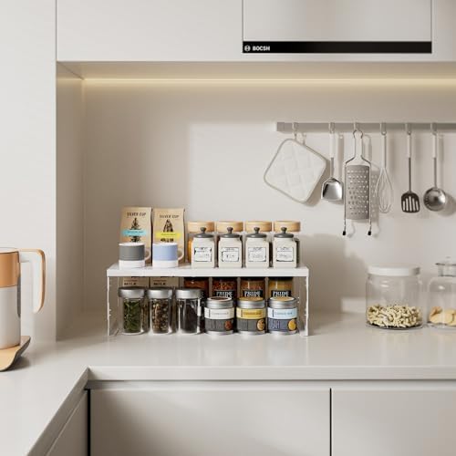 Stackable Expandable Metal Shelf Organizer - Adjustable Wire Storage Rack with Holes for Kitchen, Bathroom, Cabinet, Office - Space Saving, Durable & Sturdy Design（3PACKS/Large/White - Image 2