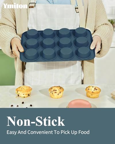 Ceramic Nonstick Baking Pans Set, Non Toxic 30 PCS Stackable Bakeware Sets, 550°F Oven Safe Baking Sheet & Pans, Warp-Free, Dishwasher Safe, PTFE/PFOA/PFOS-Free (Blue) - Image 5