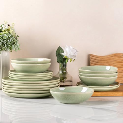 AmorArc Ceramic Dinnerware Sets for 8, 24Pcs Plates and Bowls Sets Dishes by AmorArc