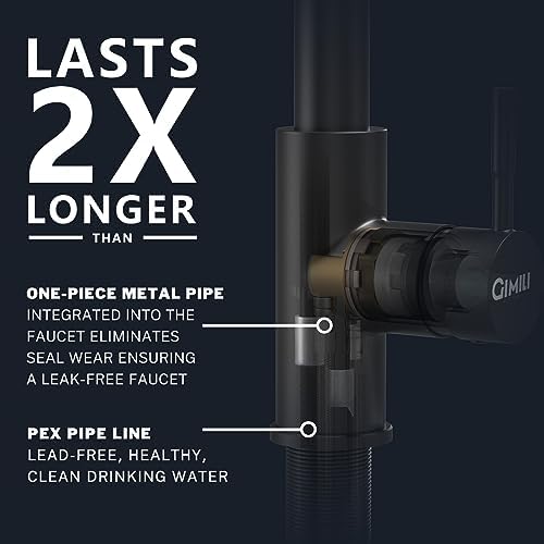 GIMILI Black Kitchen Faucet with Pull Down Sprayer - Image 4