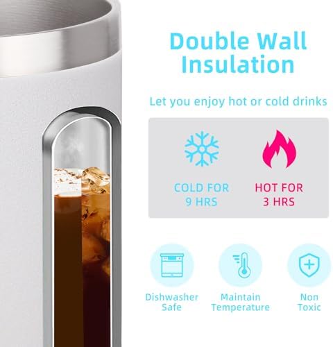 Volhoply 14oz Insulated Stainless Steel Coffee Mug with Lid Bulk 2 Pack,Double Wall Vacuum Travel Coffee Cup with Handle,Reusable Cups Tumbler Cup,Camping Mugs Keep Hot,Ideal Gifts(Assorted,2) - Image 3