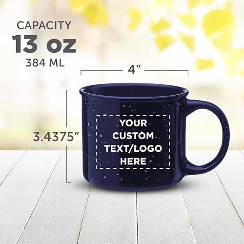DISCOUNT PROMOS Custom Ceramic Campfire Coffee Mugs 13 oz. Set of 10/50/100, Personalized Bulk Pack - Perfect for Tea, Espresso, Cappuccino, Hot Cocoa - Blue - Image 5