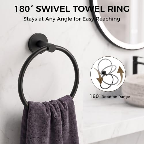 5-Piece 23.6 Inch Matte Black Bathroom Hardware Accessories Set - Image 5