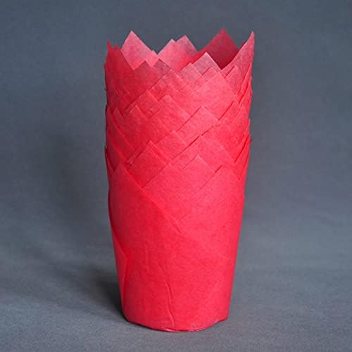 QLSmypkg Large Greaseproof paper Wrappers Muffin Baking cupcake cups liners, 2-1/4" x 4" Natural,Red,Yellow 3 colours in a box Tulip Baking Cups Holders 125 pcs (Large) (125, Multi Red,Yellow,Natural) - Image 5