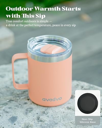 12oz Insulated Coffee Mug with 2 Lids & Handle, Stainless Steel Cup - Image 6