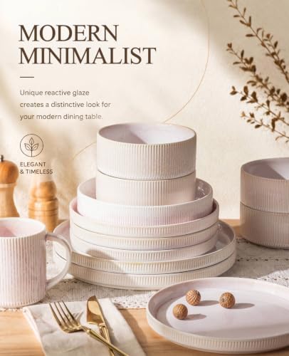 TheTerra Ceramic Dinnerware Set for 4, 16-Piece Plates and Bowls Set - Image 6