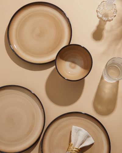 Pokini Stoneware Dinnerware Sets for 4, 12pcs Plates and Bowls Sets Dishes - Image 7