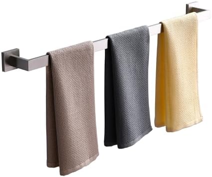 Bath Towel Bar, 32-Inch Towel Racks, Square Thicken Towel Holder, Wall Mounted Shower Towel Rail Hanger, Stainless Steel,Bathroom Accessories (Brushed Nickel, 1 Pack) by XiarnotogiHome