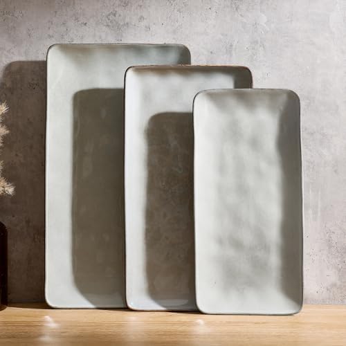 Famiware Serving Platters Set of 3 Sizes - Rectangular, Grey by Famiware