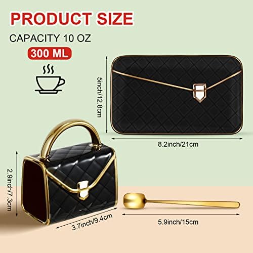 Zubebe 1 Set Coffee Mug Elegant Handbag Shaped Cup,Black - Image 2
