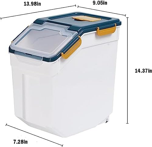 25LB Large Flour Storage Container Bin ,2 Pack Airtight Plastic with Wheels Seal Locking Lid Dispenser Organizer Storage Bin with Measuring Cup & Scoop for Flour, Rice, Grain 50LBS Total - Image 5