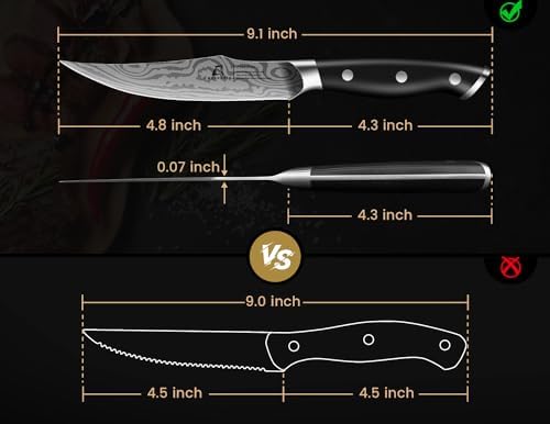 CoquusAid Steak Knives Set of 8 with Block Built-in Sharpener, 4.8 Inch - Image 6