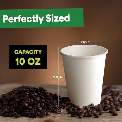 EconoHome 10 oz 50 Pack Disposable Coffee Paper Cups - Paper Cups for Hot and Cold Drinks, Tea, Water, and Juice - Image 3