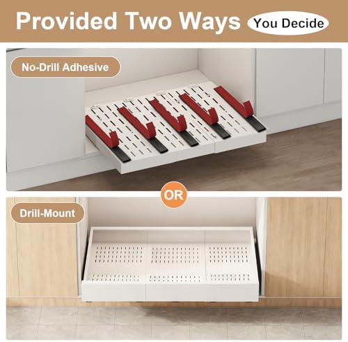 Fokyfok Pull Out Cabinet Organizer,23"-31"W,17"-24"D,Expandable,Adhesive - Image 6