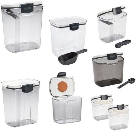 Progressive ProKeeper Baker's Airtight Kitchen Storage Canister Container Set for Flour, Sugar & More, Keeps Ingredients Fresh, with Accessories (Multicolor, 8- Piece) by ProgressiveInternational
