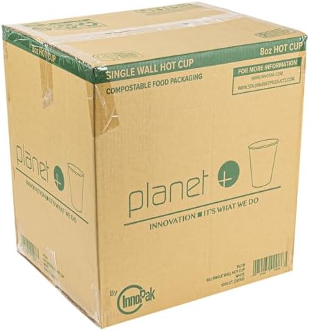 Planet+ 100% Compostable PLA Laminated Hot Cup, 8-Ounce, 1000-Count Case - Image 3