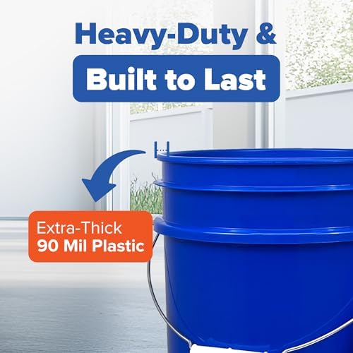 ePackageSupply 5 Gallon Bucket - Food Grade Bucket with Airtight Gasketed Tear Strip Lid, BPA-Free, Heavy-Duty 90 Mil HDPE Plastic Pail, Bulk Storage, Durable Container, Made in USA - Blue, 1 Pack - Image 5