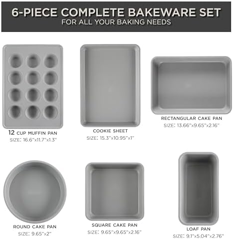Country Kitchen Nonstick Stackable Bakeware Set - Durable, Easy Release Baking Set, Cream, 6 Pcs - Image 3