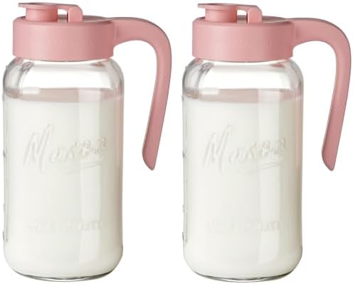 Mason Jar Pitcher, 2 pcs 64 oz (2 quart), Glass Pitcher with Lid by spreccio