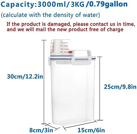2 Pcs 5.5 LB Rice Storage Container, Airtight Cereal Flour Dispenser with Pouring Spout & Measuring Cup, Kitchen Plastic Clear Dry Food Storage Bin for Grain Oatmeal Snacks Pet Dog Food - Image 3