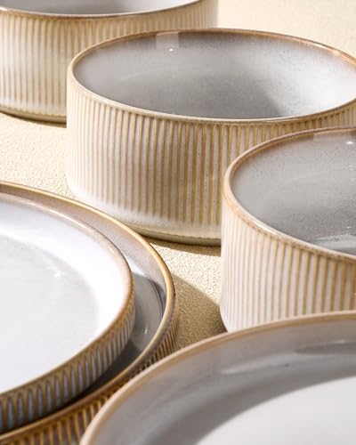 Ceramic Dinnerware Sets for 4, 8-Piece Flat Dinner Plates and Salad Plates - Image 5